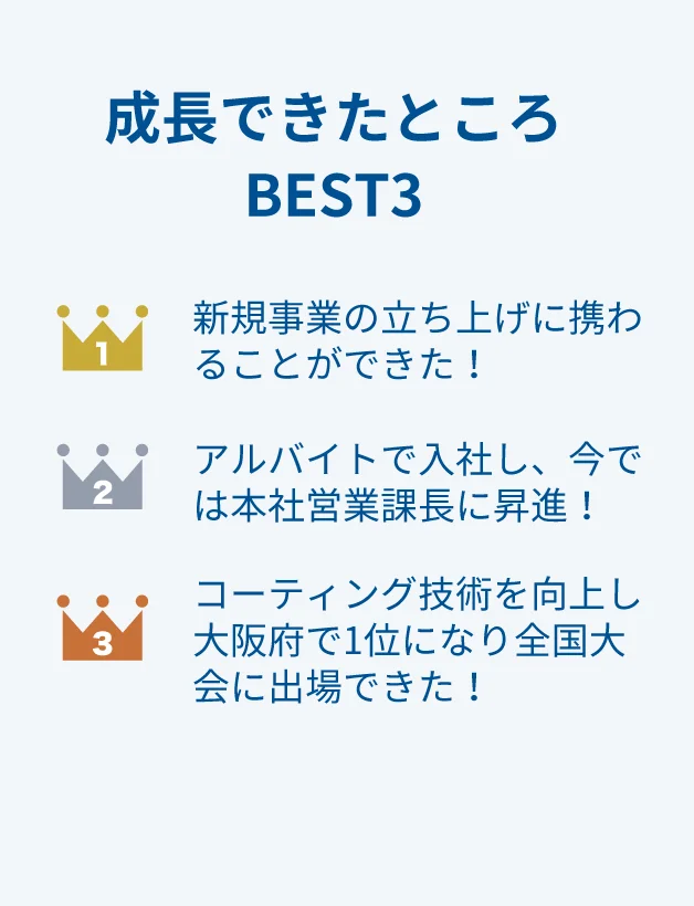 成長できたところBEST3